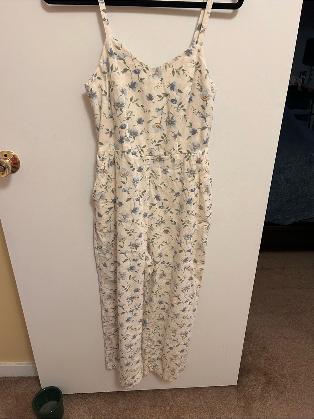 Old Navy Cream Floral Spaghetti-Strap Jumpsuit